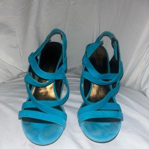 Diane von Furstenberg Blue Turquoise Strappy Heels - Size 9
